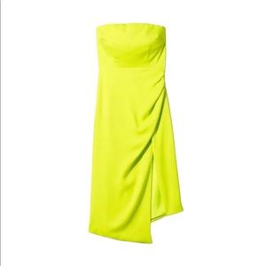 Cushnie X Target Neon Yellow Strapless “Flaw” Front Ruching Split Dress size 12
